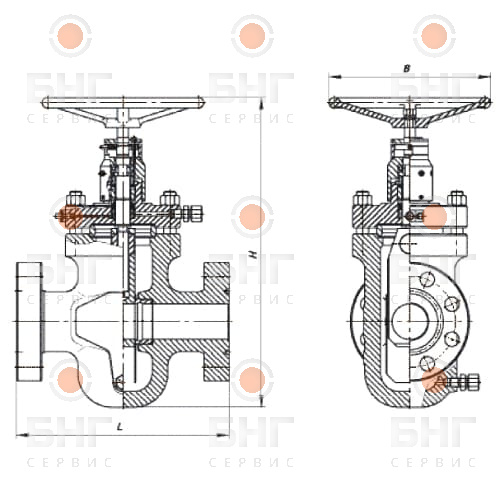 Задвижка шиберная устьевая DN 150 PN 70 чертеж