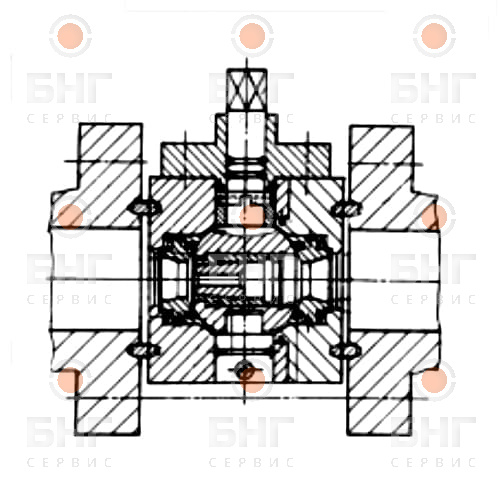 Кран шаровый со сменными дросселями DN 65 PN 21 чертеж